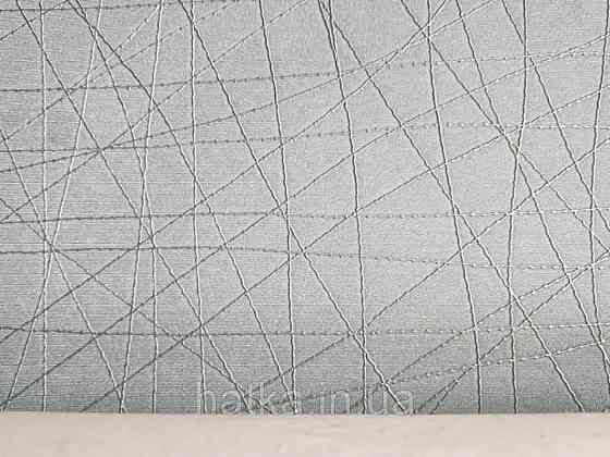 Шпалери вінілові на флізелін Sirpi Alta gamma Sempre 3 абстракція смужка павутинка сріблом на блакитному Київ