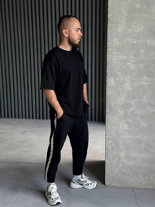 Футболка базова чоловіча оверсайз Чорний 48/52 Харків - фото 2