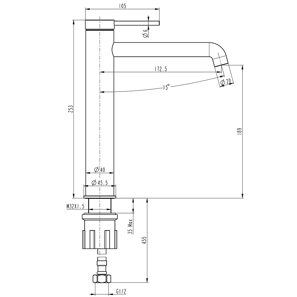 Змішувач для умивальника TOPAZ LOFT TLF 32203-H75-C, Шланги TAQ-M0855 Тернополь - изображение 7