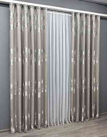 Комплект готових штор VR-Textil Льон Рогожка № 1688ш Світло-сірий 150х270 см 2 шт (33-0591) Київ