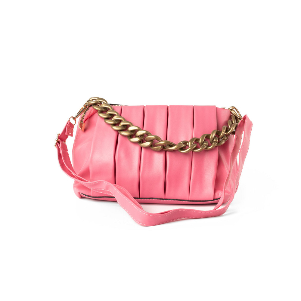 Сумка женская стильная летняя через плечо с ручкой цепочкой и съемным регулируемым ремешком, Розовый Каменец-Подольский - изображение 1