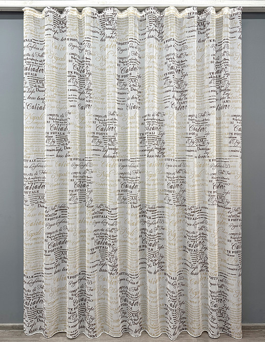 Тюль VR-Textil 1794т Лен Молочный с коричневым 300х270 см (42-0812) Киев - изображение 2