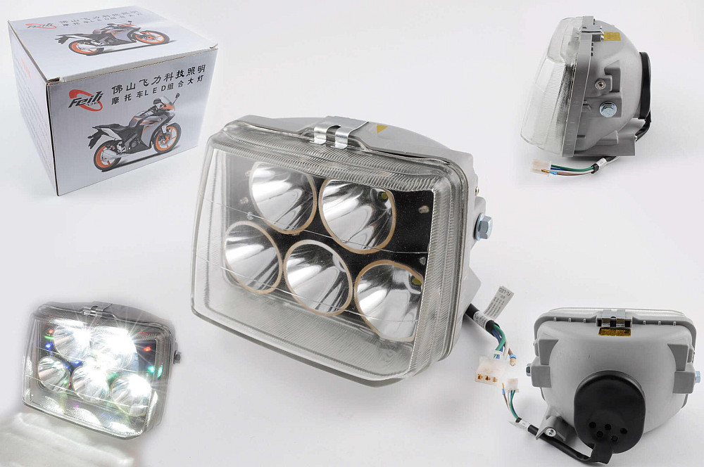 Фара прямокутна безкорпусна (кріплення 165mm, багатобарвне підсвічування, косо скло) Feili Київ - фото 1