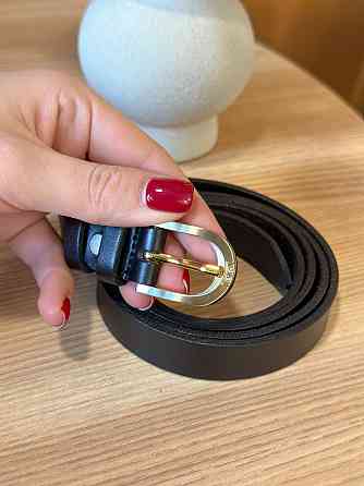 Шкіряний жіночий ремінь в чорному кольорі 6094 Київ