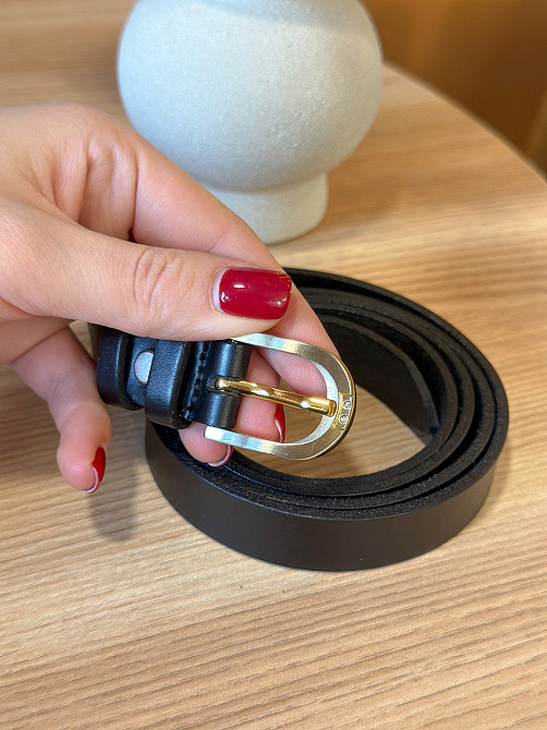 Шкіряний жіночий ремінь в чорному кольорі 6094 Київ - фото 3