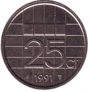 Монета 25 центов. 1991 год, Нидерланды. Полтава - изображение 1