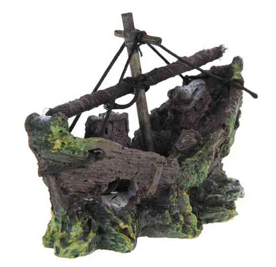 Декор для акваріума Затонувший кораблик 12 на 10 на 5 см різнобарвний Київ