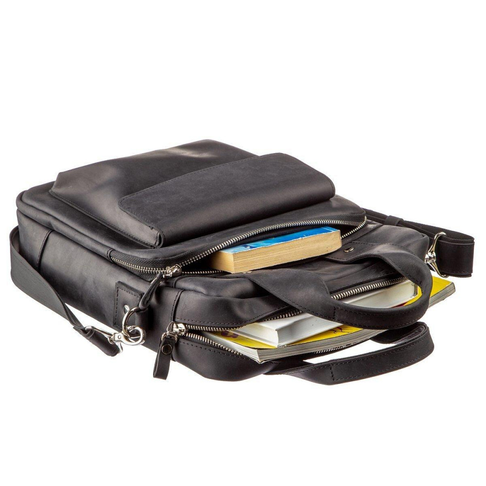 Мужская сумка вертикальная SHVIGEL 11169 под А4 матовая Черная Киев - изображение 3