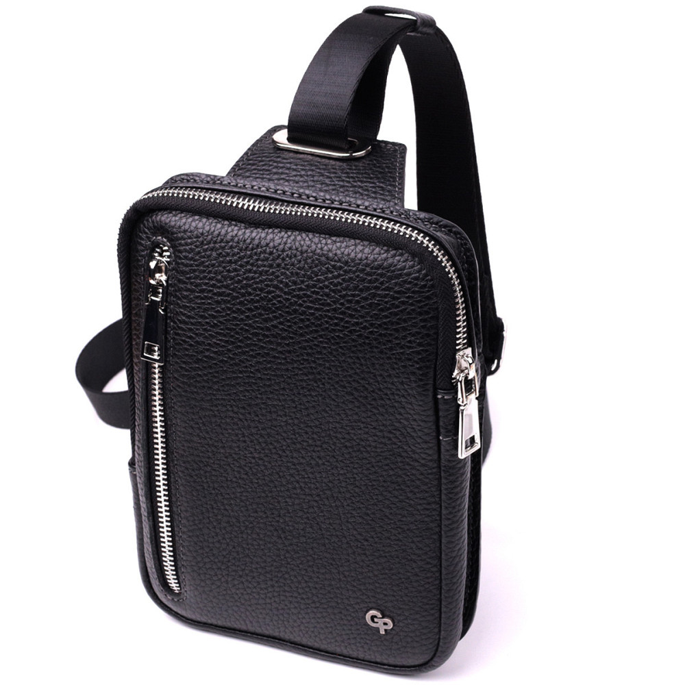 Прямоугольная сумка бананка из качественной натуральной кожи Черный (GRANDE PELLE) Киев - изображение 5