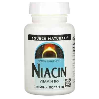 Вітамін Source Naturals Ніацин, Вітамін В3, 100 мг, Niacin, 100 таблеток (SN0501) Вінниця
