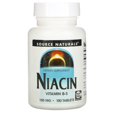 Витамин Source Naturals Ниацин, Витамин В3, 100 мг, Niacin, 100 таблеток (SN0501) Винница - изображение 1