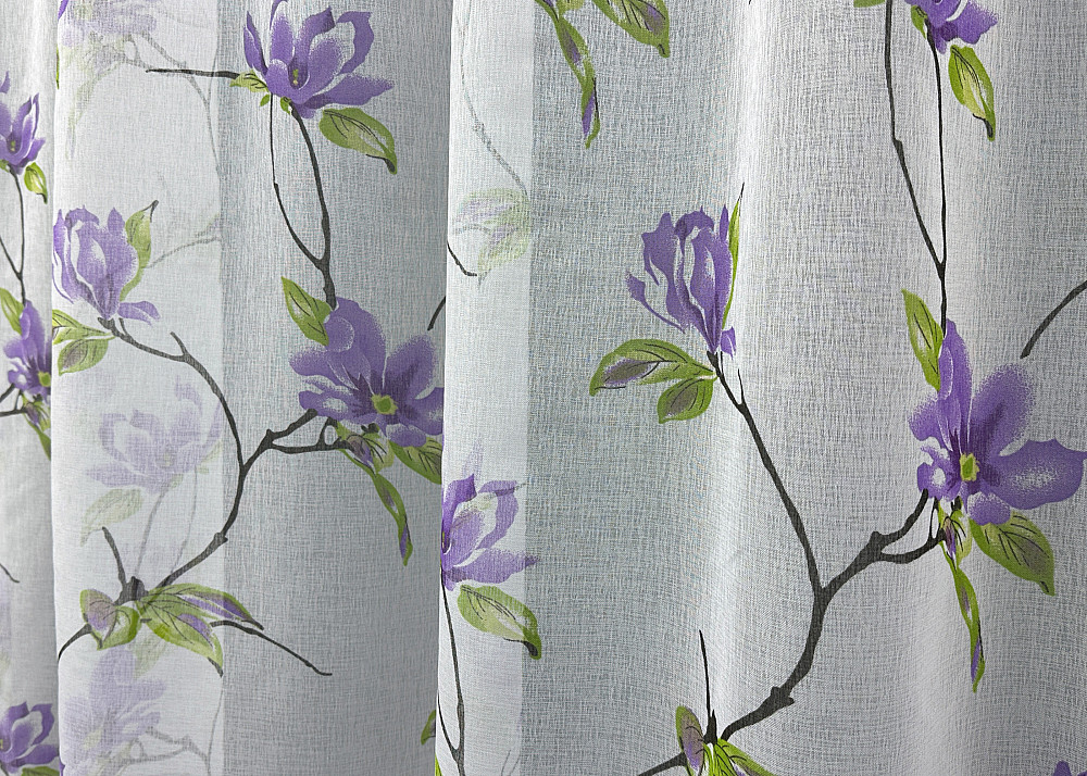 Тюль VR-Textil 1907т Flora Батист Білий з фіолетовим та салатовим 300х270 см (40-243) Київ - фото 12