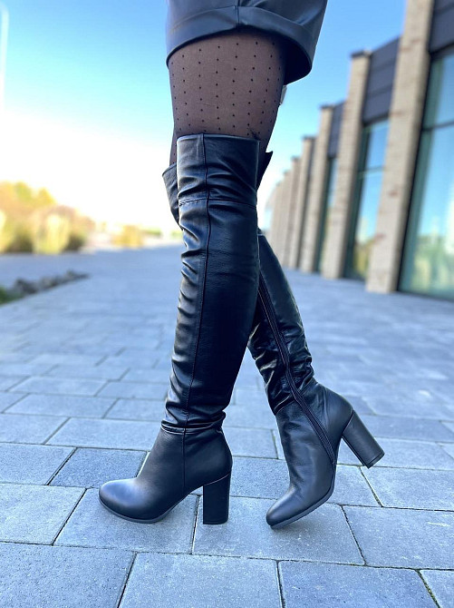 Nivelle Стильні ботфорти жіночі зимові з натуральної шкіри на підборах, чорні 5310 (8052-8033) Коломия - фото 8