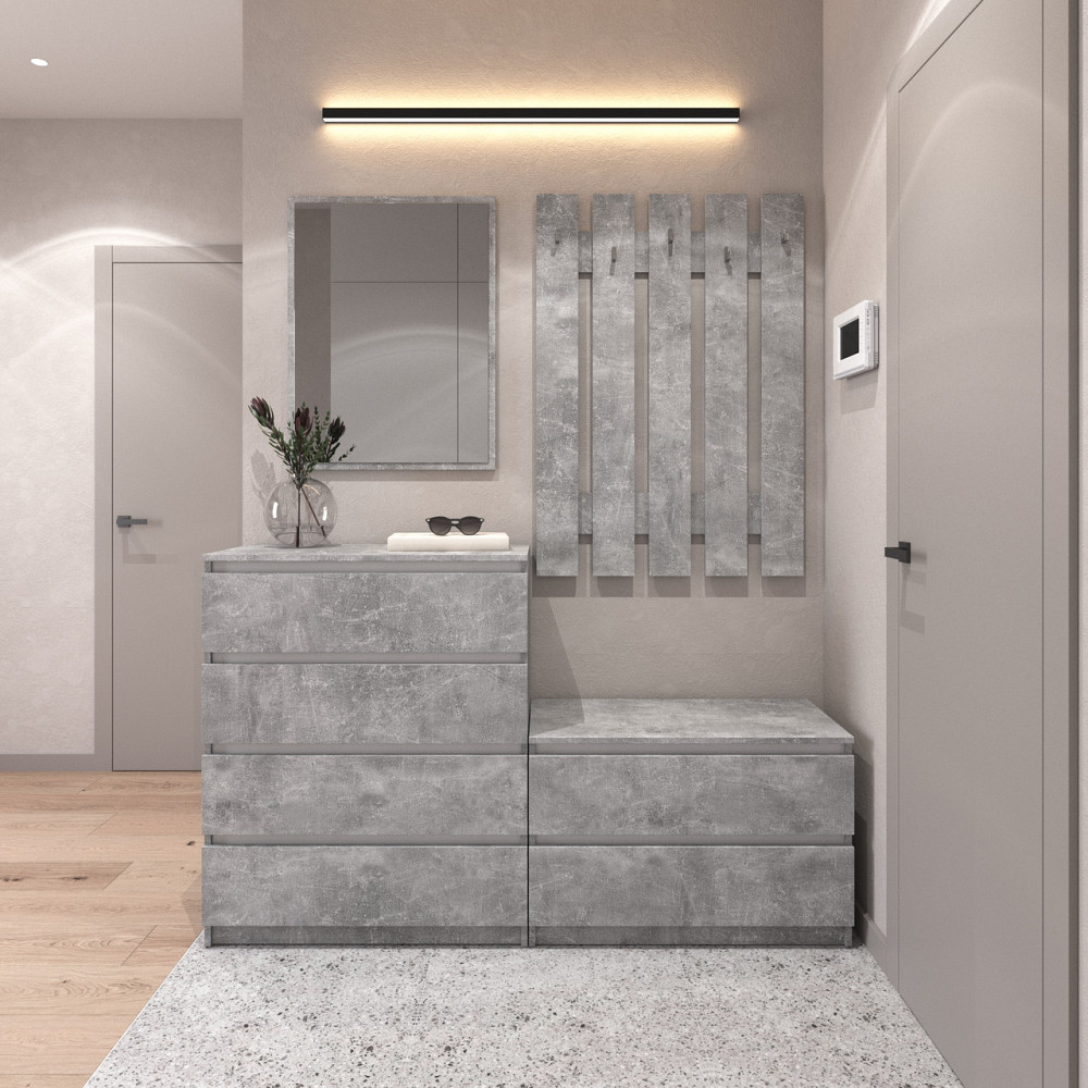 Прихожая VAYS, комплект в прихожую №1 Бетон-Белые планки Львов - изображение 1