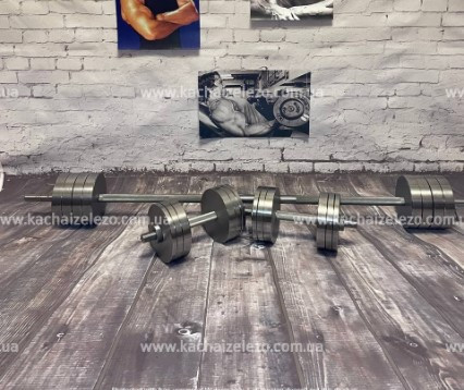 Набор 79 кг Штанга + Гантели металлические разборные 2 по 36 кг Гантели, гири, штанги и диски Киев - изображение 1