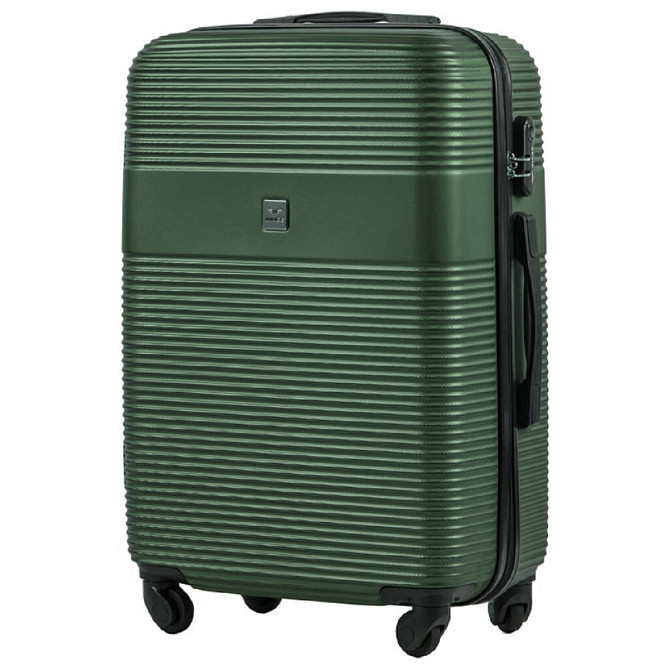 Валіза пластикова Wings 5398 середня 65 см темно-зелена Київ - фото 1