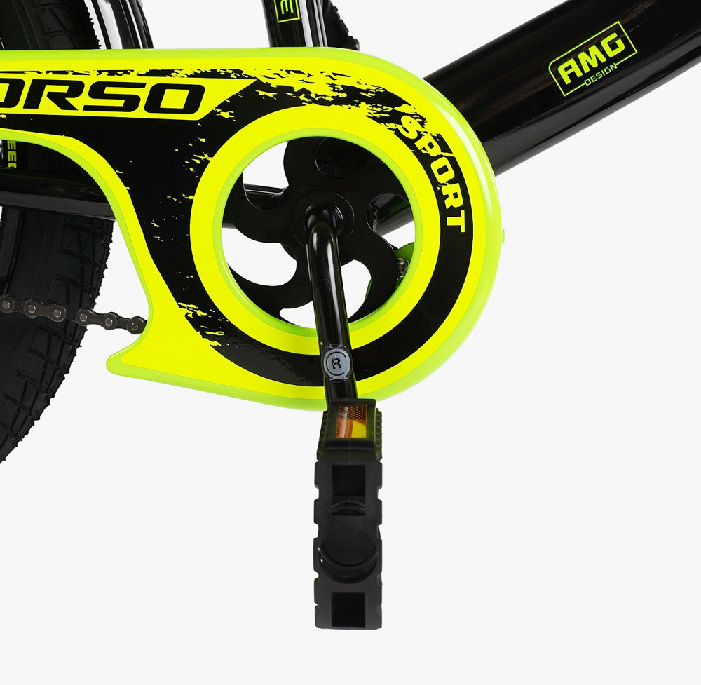 Велосипед Corso MAXIS двоколісний 18 дюймів з додатковими колесами дзвіночком багажником Чорно-салатовий (CL-18130) Чернигов - изображение 3