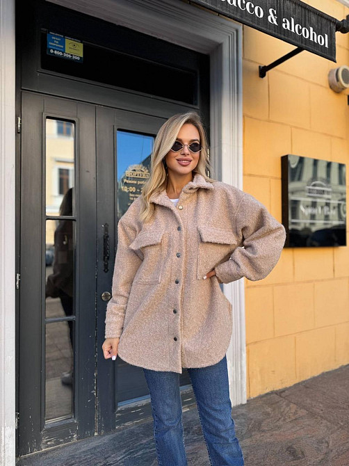 Жіноча тепла оверсайз сорочка на кнопках альпака барашек Одеса - фото 7