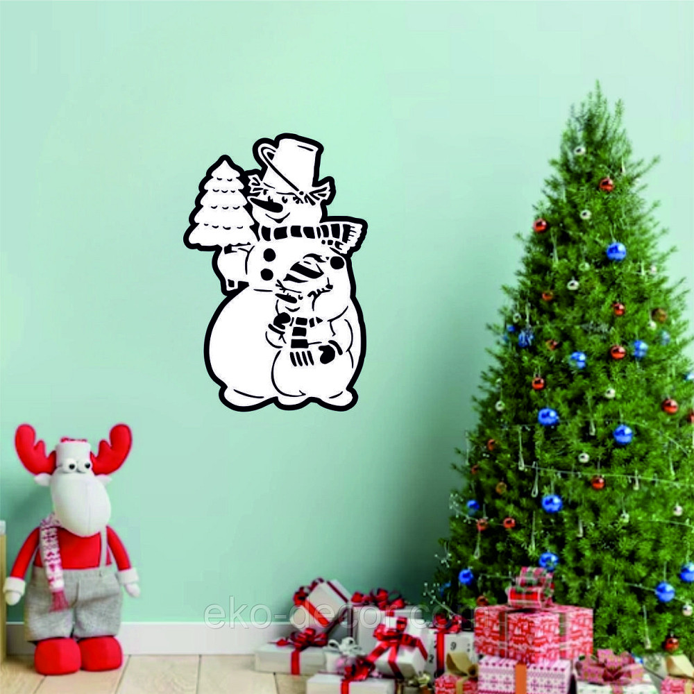 Декоративне настінне Панно «Сніговик», Декор на стену 90*58 см Київ - фото 1