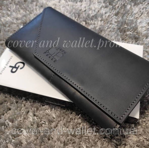 Стильный кожаный кошелек купюрник в ретро стиле черного цвета Grande Pellе Festa 513110 Киев - изображение 6