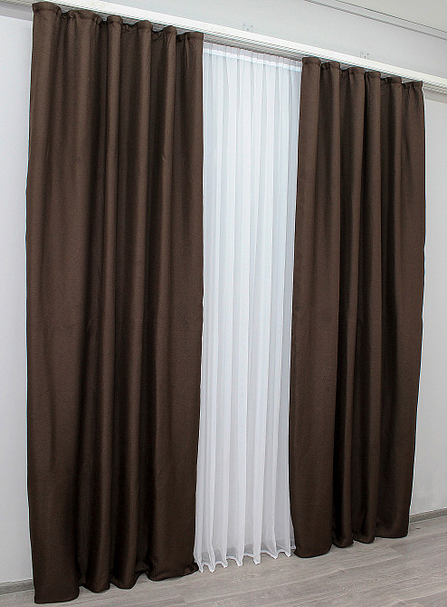 Шторна тканина льн-блекаут висота 2,8м колір венге 1180ш Київ - фото 8