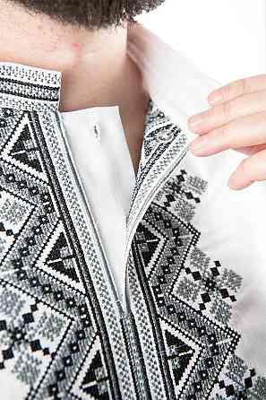 Вишиванка чоловіча,  лляна, біла льон Юра Одяг, топ Київ