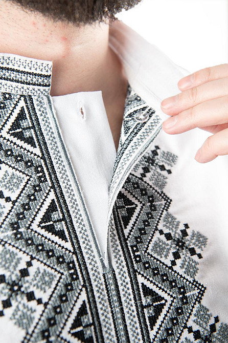 Вышиванка мужская,  льняная, белая лен Юрма одяг, топ Киев - изображение 3