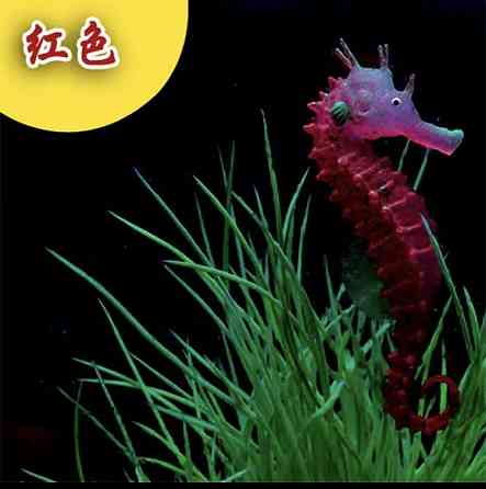 Морський коник червоний, силіконовий та люмінісцентний (в темноті світяться), декор в акваріум), розмір 10*5 см Київ