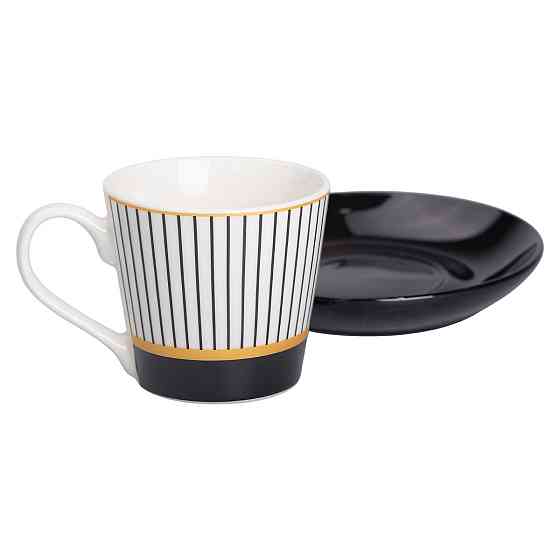 Liling Rongxiang Ceramic порцелянова чашка з чорним блюдцем 200 мл RX-N24708WP Київ