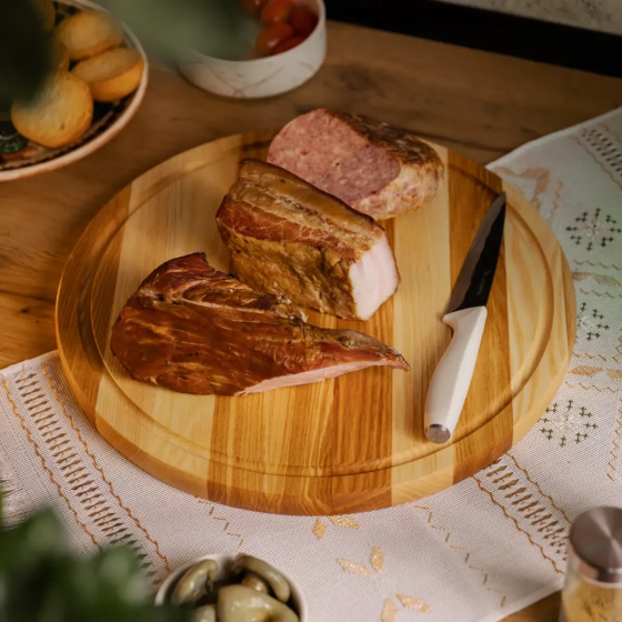 Lugi Обробна дерев'яна дошка кругла 35 см для подачі нарізки ясен C12W350 Киев