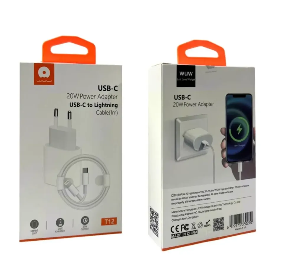 Сетевое зарядное устройство 220В 20Вт с кабелем Type-C - Lightning WUW-T12 для портативных гаджетов Одесса - изображение 1
