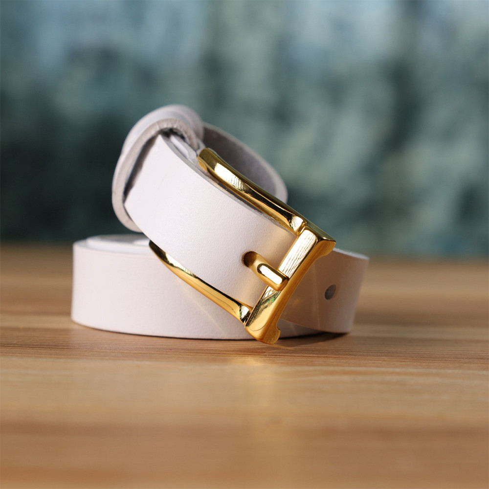 Стильный тонкий кожаный ремень для женщин GRANDE PELLE 22948 Белый Киев - изображение 10