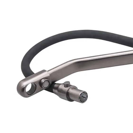 Смеситель для кухни на две воды Frap F4374-15 с гибким изливом, графит/черный Киев