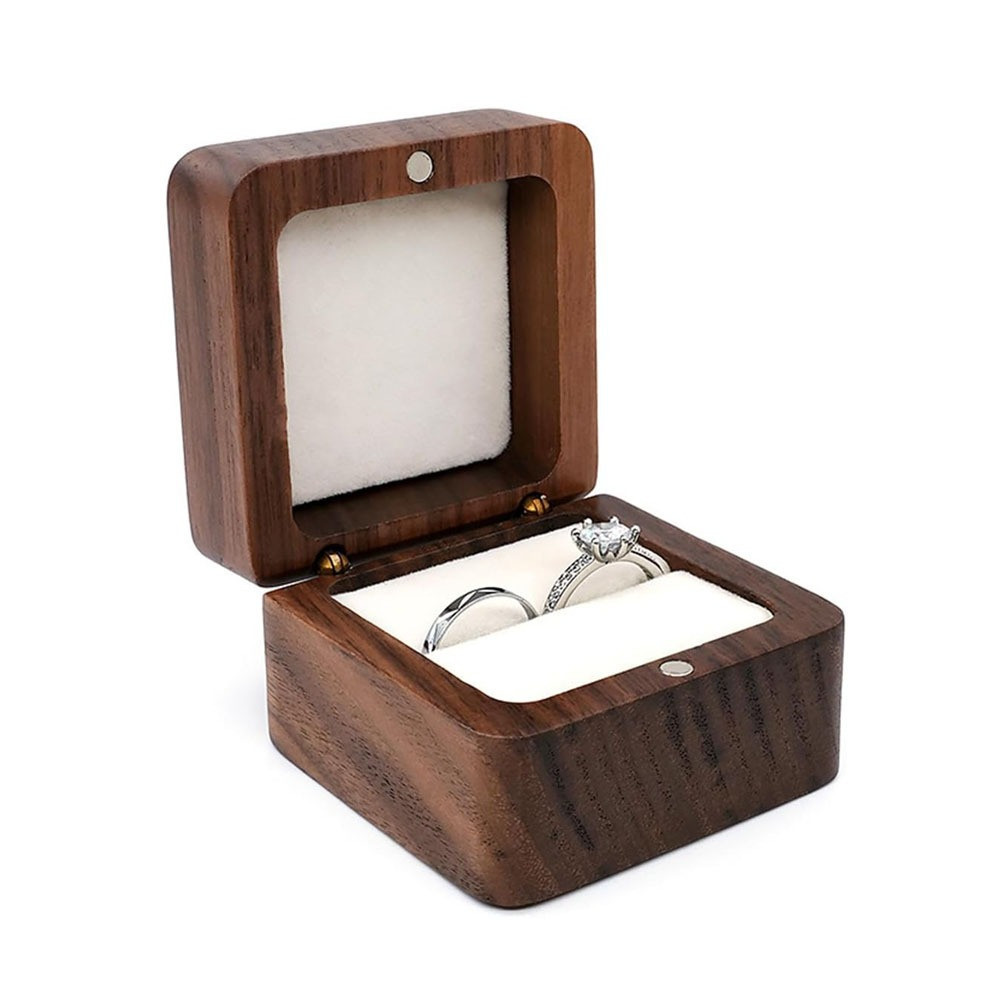 Коробочка для кілець дерев'яна, коробка ювелірна весільна, футляр обручок для весілля або пропозиції руки і серця Кам'янець-Подільський - фото 1