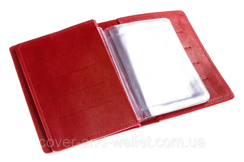Обкладинка для документів та паспорта з гладкої італійської шкіри Grande Pelle Червоний Київ - фото 3