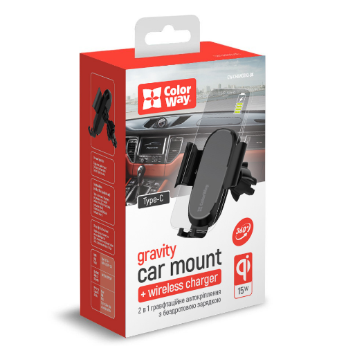Тримач автомобільний для мобільного + БЗП 2в1 Air Vent Car ColorWay CW-CHAW038Q-BK чорний Житомир - изображение 19
