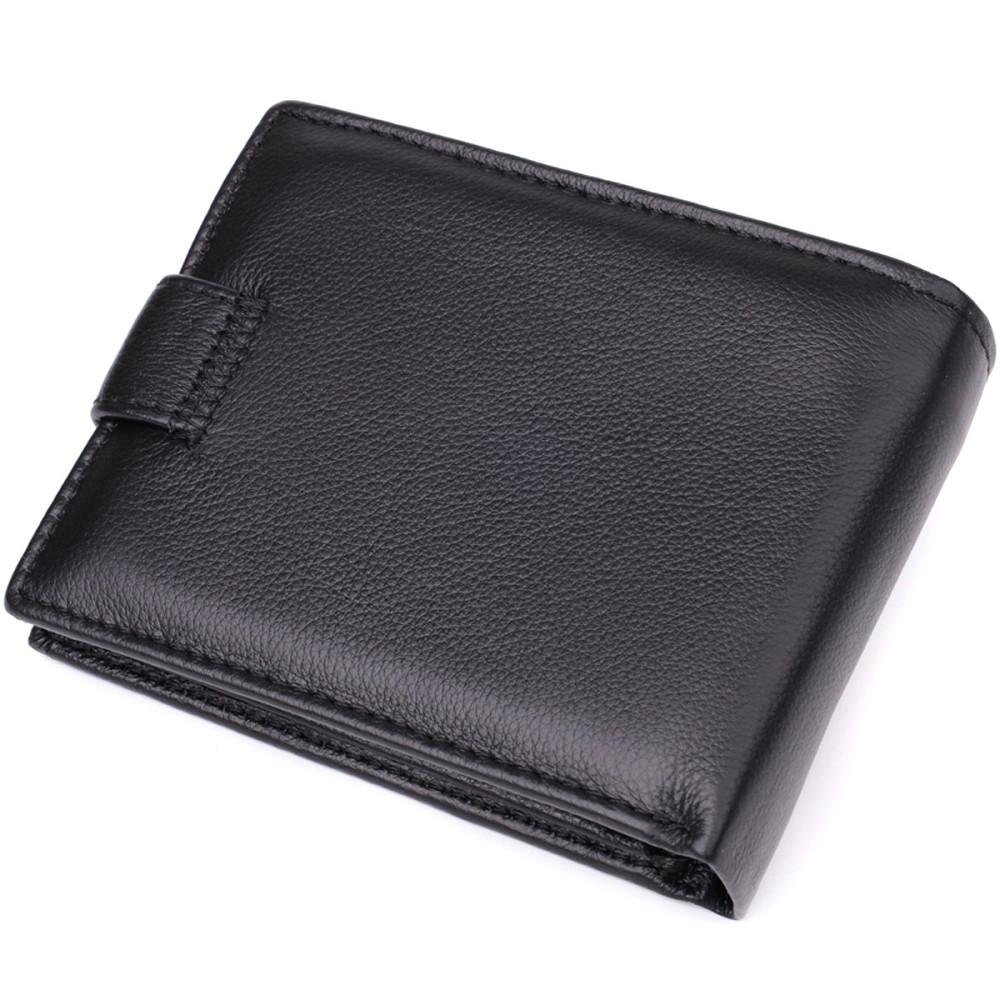 Місткий чоловічий гаманець горизонтального формату з натуральної шкіри Чорний (ST Leather) Київ - фото 12