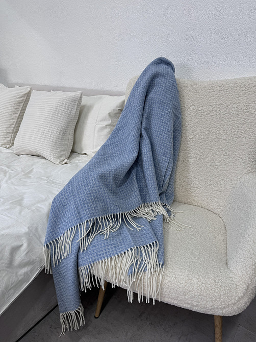 Vladi Плед Vladi 140х200 см Familia із супертонкої вовни з кашеміром Новозеландський блакитний Коломия - фото 5