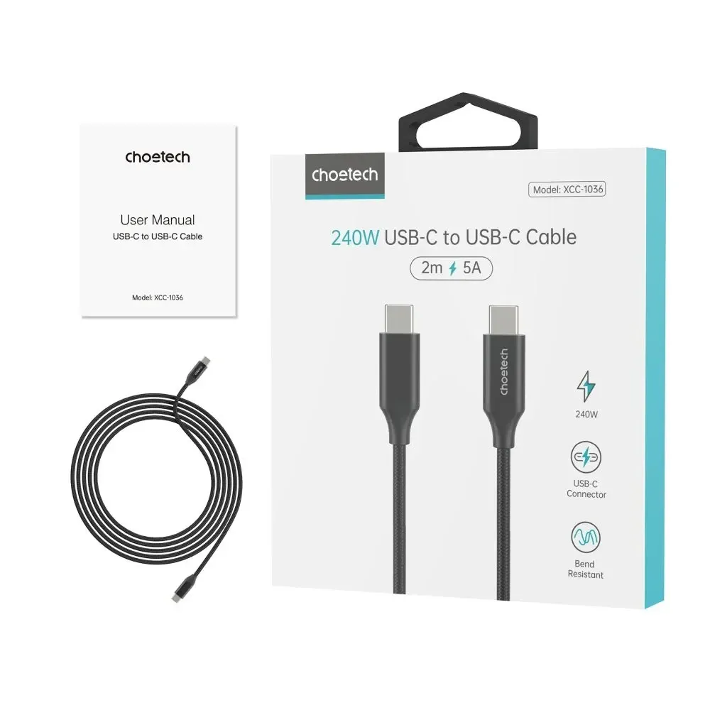 Кабель Choetech ХСС-1036 Black USB-C to USB-C PD3.1 240W 2m (43-00126) Киев - изображение 6