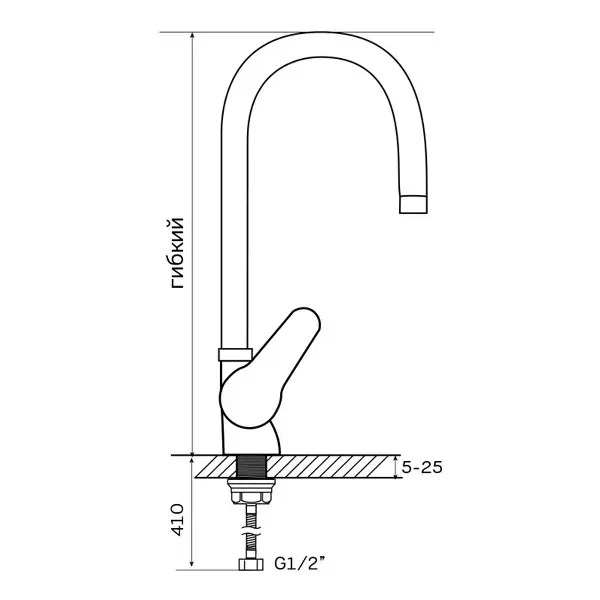 Смеситель для кухни WEZER SOP4-R045-BLACK с гибким изливом, хром/черный Киев - изображение 2