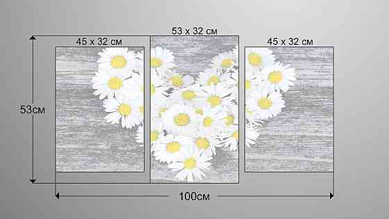 Модульная картина Ромашки Сердце Art-72_3 Киев