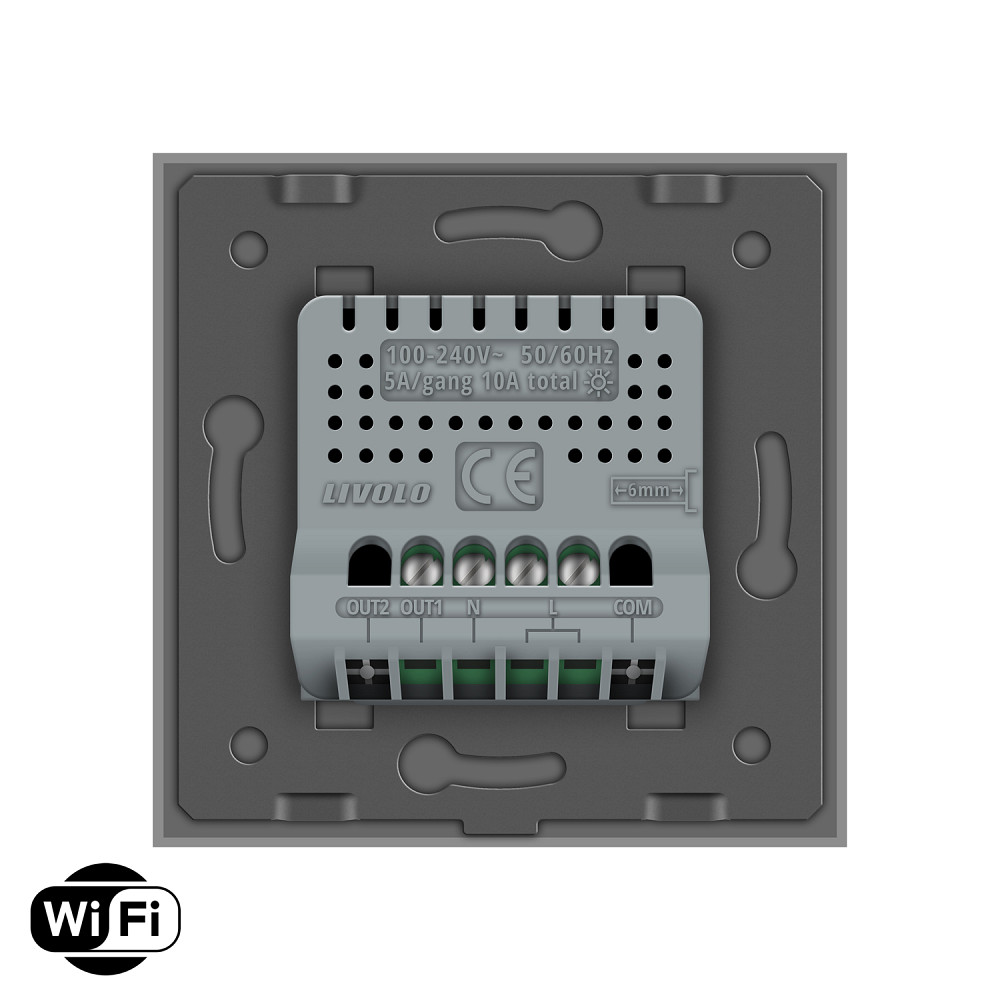 LIVOLO Розумний сенсорний Wi-Fi вимикач 1 сенсор LIVOLO сірий матове скло Коломыя - изображение 7
