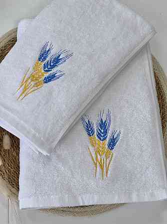 Махровий рушник Ideal Textile з патріотичною вишивкою, 50*90 см, 100% бавовна, Узбекистан Чернівці