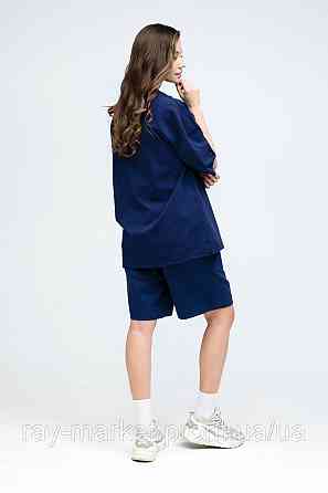 Костюм футболка оверсайз и шорты RAY BASIC темно-синий женский (U1801W-Navy Blue) Киев