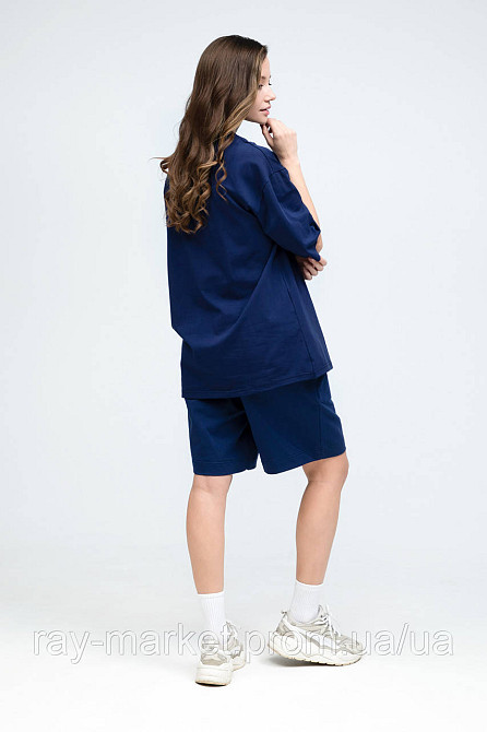 Костюм футболка оверсайз та шорти RAY BASIC темно-синій жіночий (U1801W-Navy Blue) Київ - фото 4