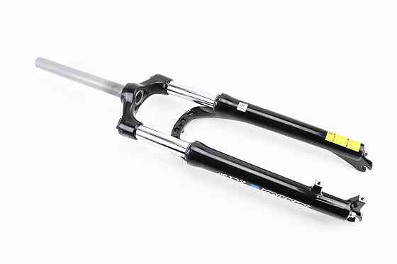Вилка 27,5" амортизаційна, без різьби 1-1/8" (28,6мм), шток 255мм, з ходом 100мм, Disk-brake, пружинно-оливна, Lockout, алюмінієва, чорна XC Бершадь