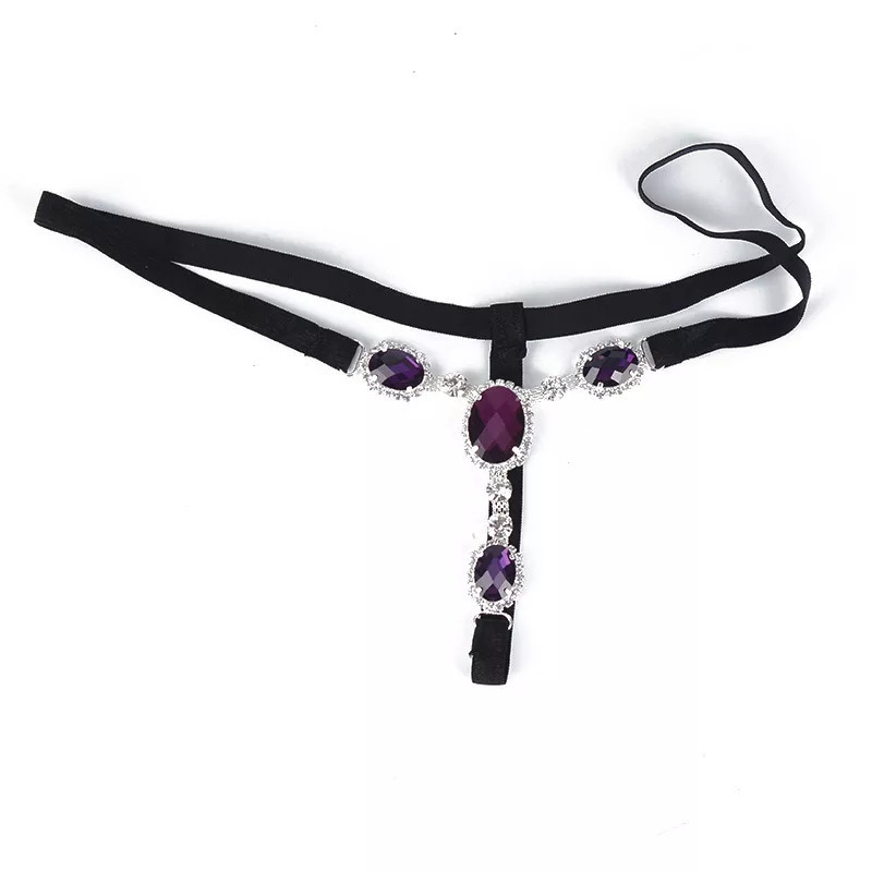Еротичні труси з каменями універсальний чорно-фіолетовий Київ - фото 4
