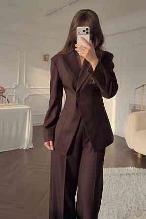 Женский стильный классический костюм двойка люкс + подкладка и плечики Шоколад, 42/44 Одесса