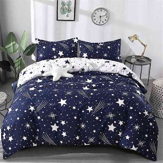 Ecotton Комплект постільної білизни Ecotton Євро 210х220 см двосторонній Зірки білий/синій Киев