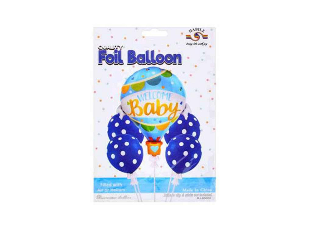 Шарики воздушные 1шт - 31дюйм, 4шт - 12дюйм Welcome baby 5шт синие MK 5487 ТМ METR Киев - изображение 1
